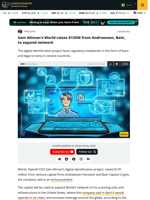 Sam Altman's World raises $135M from Andreessen, Bain, to expand network