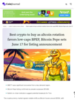 Best crypto to buy as altcoin rotation favors low-caps BPEP, Bitcoin Pepe sets June 17 for listing announcement - CoinJournal