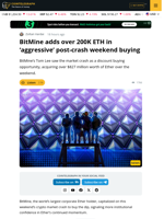 Bitmine Buys 2.5% of ETH supply, Scoops Up $827M Post-Crash