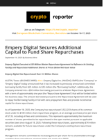 Empery Digital Secures Additional Capital to Fund Share Repurchases