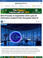 Best Presales in September 2025: Lyno AI Dominates Analyst Picks Alongside Ozak AI