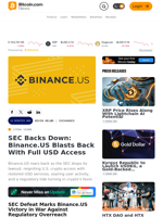 SEC Backs Down: Binance.US Blasts Back With Full USD Access – Exchanges Bitcoin News