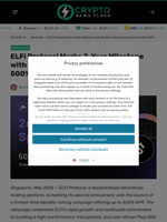 ELFi Protocol Marks 2-Year Milestone with $1.6B in Volume and Launches 500% APR Liquidity Event - Crypto News Flash