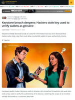 Keystone Hackers Steal Key Used to Verify Wallets