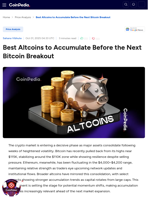 Best Altcoins to Accumulate Before the Next Bitcoin Breakout