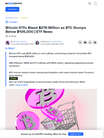 Bitcoin ETFs Face $278 Million Capital Exit