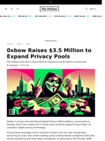 0xbow Raises $3.5 Million to Expand Privacy Pools - 
