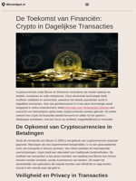 De Toekomst van Financiën: Crypto in Dagelijkse Transacties