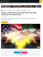 Crypto, Stocks Slip on Iran and Trump Threats