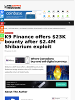 K9 Finance offers $23K bounty after $2.4M Shibarium exploit - The Crypto News Wire