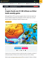 Crypto ETPs Post $1.9B Of Inflows As Ether Tops Gains