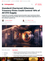 Standard Chartered: Ethereum Treasury Firms Could Control 10% of All ETH Supply - Coinspeaker