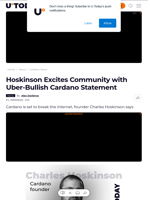 Hoskinson Excites Community with Uber-Bullish Cardano Statement - U.Today
