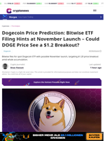 Dogecoin Price Prediction: Bitwise ETF Filing Hints at November Launch - Could DOGE Price See a $1.2 Breakout?