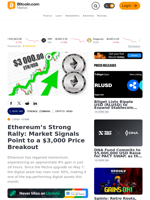 Ethereum’s Strong Rally: Market Signals Point to a $3,000 Price Breakout – Crypto News Bitcoin News