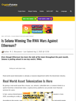 Is Solana Winning The RWA Wars Against Ethereum?