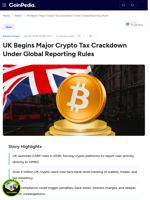 UK Begins Major Crypto Tax Crackdown Under Global Reporting
Rules