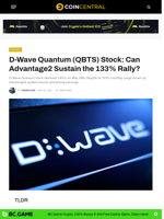 D-Wave Quantum (QBTS) Stock: Can Advantage2 Sustain the 133% Rally? - CoinCentral