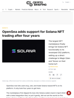 OpenSea adds support for Solana NFT trading after four years