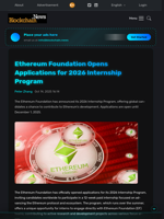 Ethereum Foundation Opens Applications for 2026 Internship Program - Blockchain.News