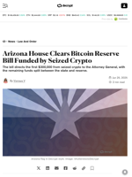Arizona House Clears Bitcoin Reserve Bill Funded by Seized Crypto - Decrypt