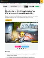 Bitcoin Bollinger Bands Demand Record Volatility After 3.7% October Dip