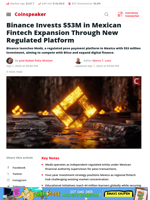 Binance Invests $53M in Mexican Fintech Expansion Through New Regulated Platform - Coinspeaker