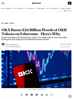 OKX Burns $26 Billion Worth of OKB Tokens on Ethereum—Here's Why - Decrypt