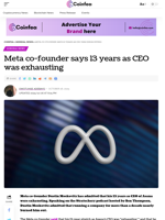 Meta co-founder says 13 years as CEO was exhausting - Coinfea