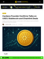 Cardano Founder Confirms Talks on USD1 Stablecoin and Chainlink Deals - CoinCentral