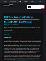 BNB Tests Support at $1,066 as Technical Momentum Weakens Despite Recent $1,000+ Breakthrough - Blockchain.News