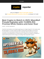 MoonBull Presale Soars: Best Crypto to Watch in 2025 with Hedera and Aster Updates