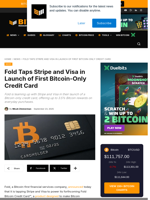 Fold Taps Stripe And Visa In Launch Of First Bitcoin-Only Credit Card