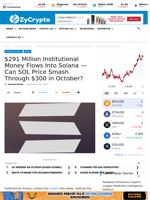 $291 Million Institutional Money Flows Into Solana — Can SOL Price Smash Through $300 in October? ⋆ ZyCrypto