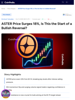 ASTER Price Surges 18%, Is This the Start of a Bullish Reversal?