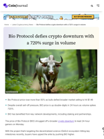 Bio Protocol defies crypto downturn with a 720% surge in volume - CoinJournal