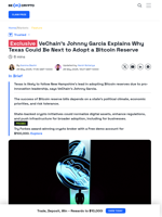 VeChain Exec Predicts Texas Will Create a Bitcoin Reserve Next