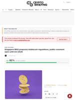 Singapore MAS proposes stablecoin regulations, public comment open until Oct 2026