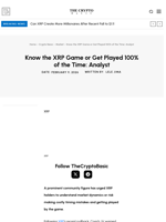 Know the XRP Game or Get Played 100% of the Time: Analyst