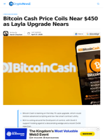 Bitcoin Cash Price Coils Near $450 as Layla Upgrade Nears