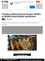Cardano (ADA) Volume Surges 40.66% to $1.85B Amid Bullish Sentiment