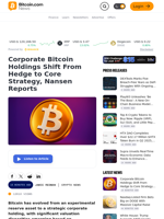 Corporate Bitcoin Holdings Shift From Hedge to Core Strategy, Nansen Reports – Crypto News Bitcoin News