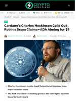 Cardano's Charles Hoskinson Calls Out Robin’s Scam Claims