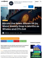 Bitcoin Live News: Bitcoin Hit by Worst Weekly Drop in Months as Whales and ETFs Exit | Live Bitcoin News