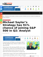 Michael Saylor’s Strategy has 91% chance of joining S&P 500 in Q2: Analyst - The Crypto News Wire