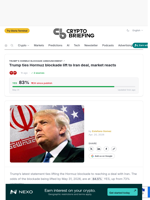 Trump ties Hormuz blockade lift to Iran deal, market reacts