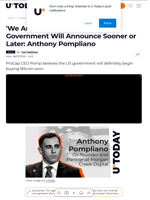 'We Are Buying Bitcoin' US Government Will Announce Sooner or Later: Anthony Pompliano