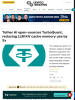 Tether AI open-sources TurboQuant, reducing LLM KV cache memory use by 5x