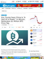 Eric Trump Says China Is “A Hell Of A Power” In Bitcoin, Reiterates $1 Million BTC Price Tag ⋆ ZyCrypto