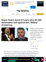 Shark Tank's Kevin O'Leary wins $2.8M defamation suit against Ben 'BitBoy' Armstrong